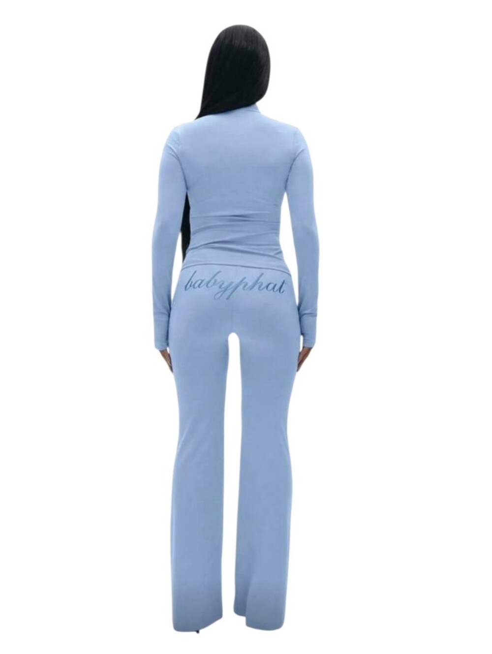 BabyPhat Wide Leg Yoga Pants XL Blue Flare Activewear Athleisure Stretch Lounge